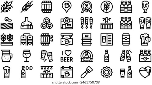 Beer Icons collection is a vector illustration with editable stroke.