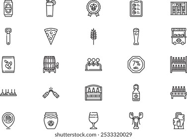 Beer icons collection is a vector illustration with editable stroke.