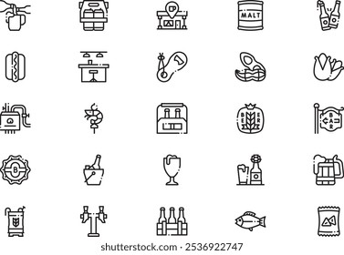 Beer icons collection is a vector illustration with editable stroke.