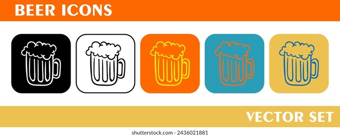 Beer icons design. For logo, symbol or web design. Vector flat illustration.