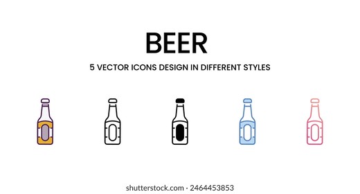 Beer icons different style vector stock illustration
