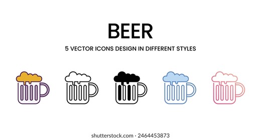 Iconos de cerveza de diferentes estilos ilustración de stock de Vector