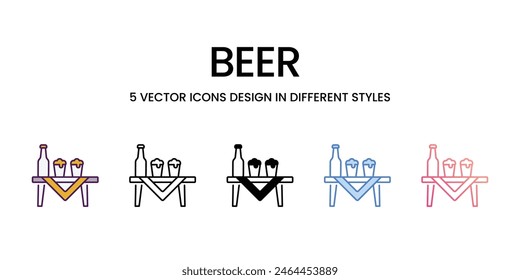 Iconos de cerveza de diferentes estilos ilustración de stock de Vector