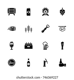 Beer icons - Expand to any size - Change to any colour. Flat Vector Icons - Black Illustration on White Background.
