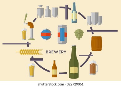 Beer icons. Flat illustration. Stock vector.