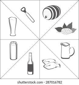 Beer icons, labels and design elements vector set.