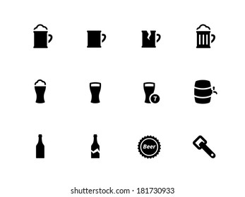 Beer icons on white background. Vector illustration.