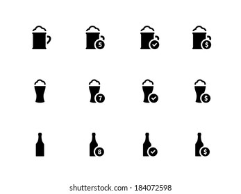 Beer icons on white background. Vector illustration.