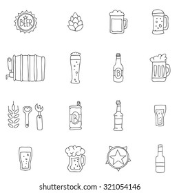 Beer icons on a white background. Vector.