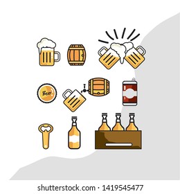 beer icons pack, minimalistic flat design, Vector illustration, symbol color outline