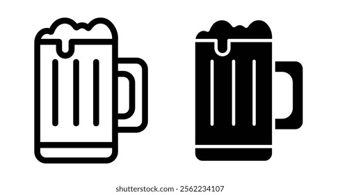 Beer Icons pack in outlined and flat versions