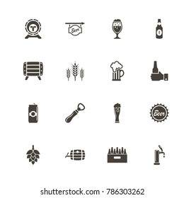 Beer icons. Perfect black pictogram on white background. Flat simple vector icon.