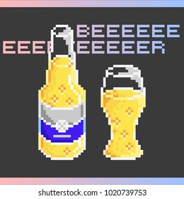 Beer icons. Pixel art