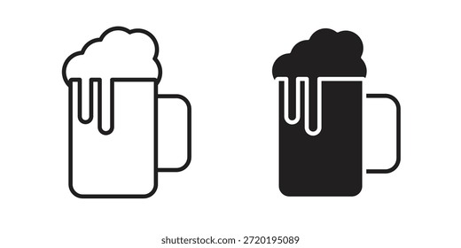 Iconos de cerveza. Píxel perfecto. Icono de contorno de Vector. Concepto de logotipo plano.