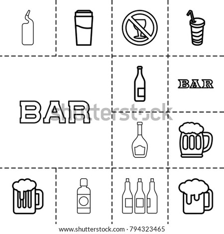 Beer icons. set of 13 editable outline beer icons such as drink, bar, bottle, no alcohol