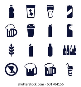 beer icons set. Set of 16 beer filled icons such as wheat, bottle, cleanser, drink