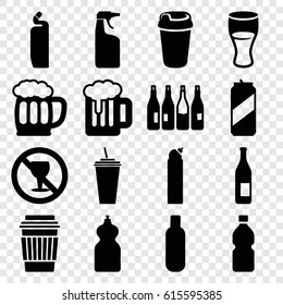 Beer icons set. set of 16 beer filled icons such as bottle, cleanser, drink