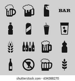 Beer icons set. set of 16 beer filled icons such as wheat, bottle, bar, cleanser, drink