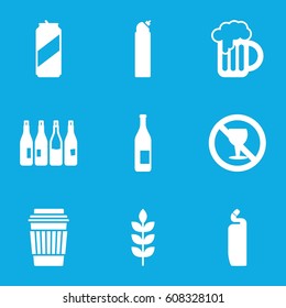 Beer icons set. set of 9 beer filled icons such as wheat, bottle, cleanser, drink