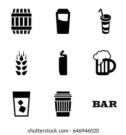 Beer icons set. set of 9 beer filled icons such as wheat, barrel, drink, bar, cleanser