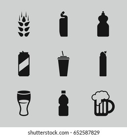 Beer icons set. set of 9 beer filled icons such as wheat, cleanser, drink