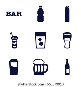 Beer icons set. set of 9 beer filled icons such as drink, bar, cleanser, beer mug