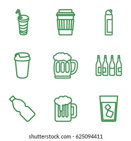 Beer icons set. set of 9 beer outline icons such as bottle, cleanser