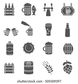 beer icons set. beer accessories, simple symbols collection. isolated vector monochrome illustration. 