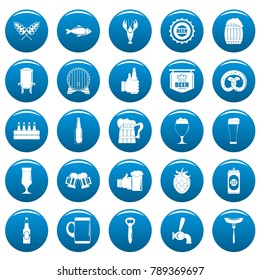 Beer icons set blue. Simple illustration of 25 beer vector icons for web