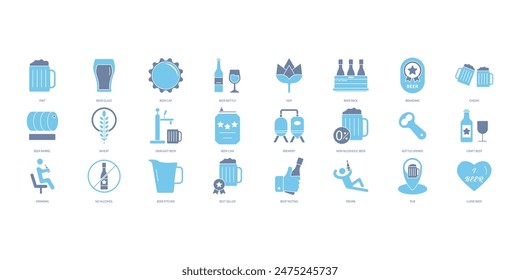Conjunto de iconos de cerveza. Conjunto de iconos de trazo editables.Conjunto de cerveza