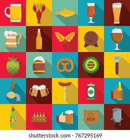 Beer icons set. Flat illustration of 25 beer vector icons for web