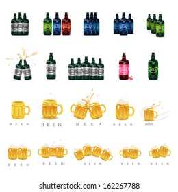 Beer Icons Set - Isolated On White Background - Vector Illustration, Graphic Design Editable For Your Design 