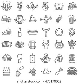 Beer icons set. oktoberfest collection. Thin line design