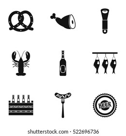 Beer icons set. Simple illustration of 9 beer vector icons for web
