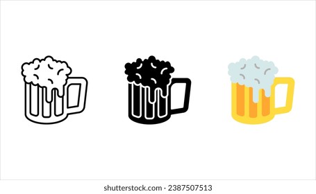 beer icons set thin line for web and mobile, vector illustration on white background