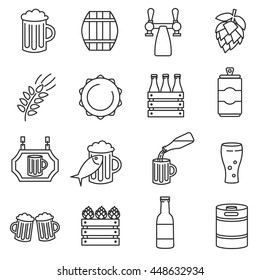 beer icons set. thin line design