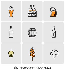 Beer icons set - vector line symbols