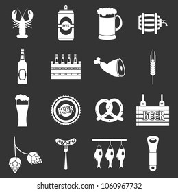 Beer icons set vector white isolated on grey background 