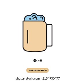 símbolo de iconos de cerveza elementos vectores para web infográfica