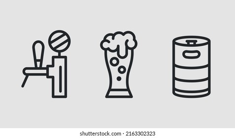 Beer icons. Beer tap. glass of beer and steel barrel icons isolated on white background. Icons for web design, app interface. Vector illustration