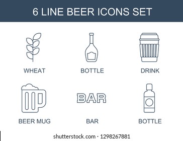 beer icons. Trendy 6 beer icons. Contain icons such as wheat, bottle, drink, beer mug, Bar. icon for web and mobile.