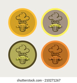 Beer icons, typographic vector illustration set, flat design
