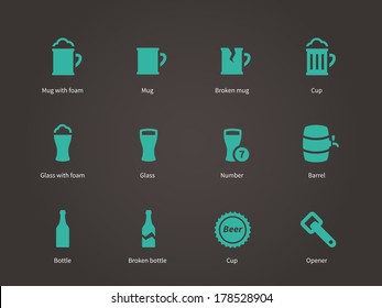 Beer icons. Vector illustration.