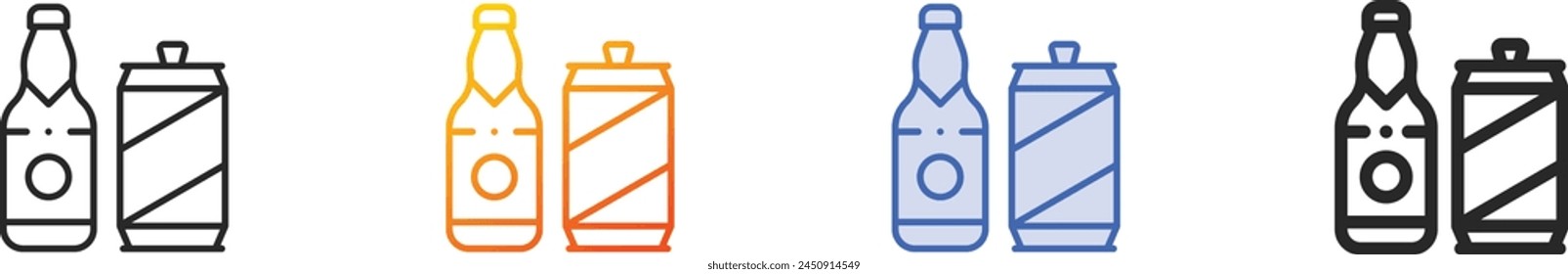 Icono de cerveza.Diseño lineal delgado, degradado, trazo azul y estilo audaz aislado sobre fondo blanco