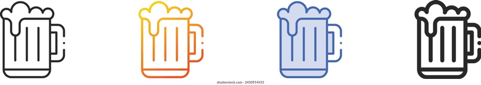 beer icon.Thin Linear, Gradient, Blue Stroke and bold Style Design Isolated On White Background