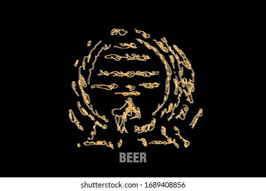 beer illustration with scribble art or digital hand drawn for background or t-shirt design