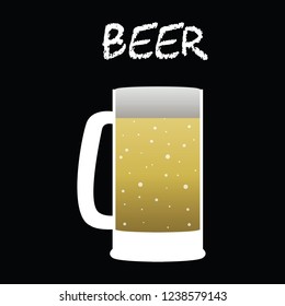 Beer illustration vector on square black background.