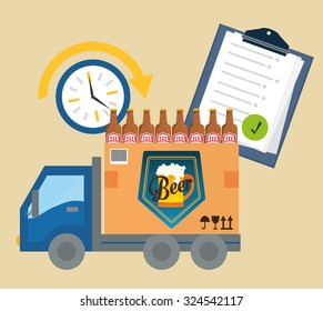 Beer industry concept  and delivery icons design, vector illustration 10 eps graphic.