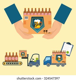 Beer industry concept  and delivery icons design, vector illustration 10 eps graphic.
