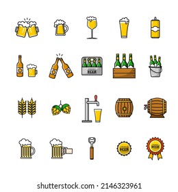 Beer industry vector icons set